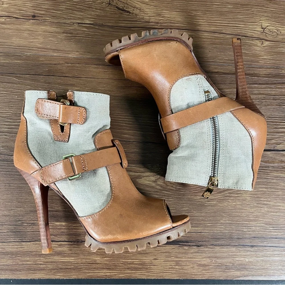 TORY‎ BURCH “Oren” Heels Peep Toe Shoes Women’s Size 7.5 Leather